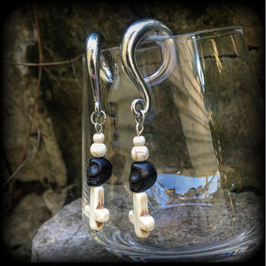 Baron Samedi skull gauged earrings-Voodoo ear hangers