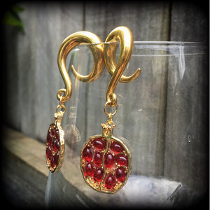 Pomegranate gauged earrings