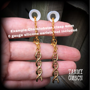 DNA strand earrings-Tunnel dangles