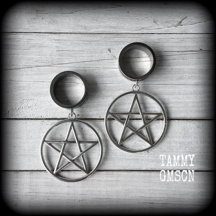 Pentagram tunnel earrings