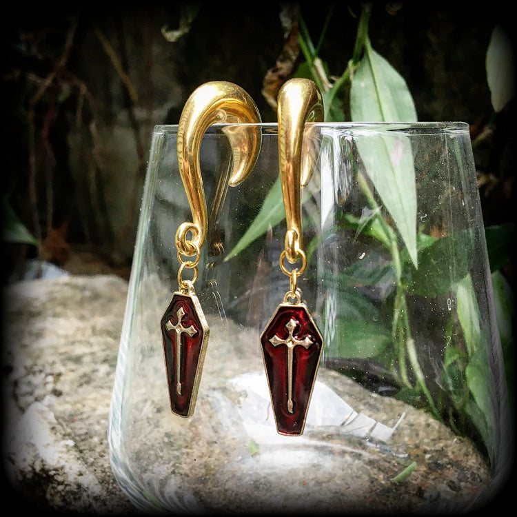 Coffin  gauged earrings-Halloween earrings