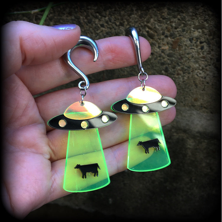 UFO gauged earrings