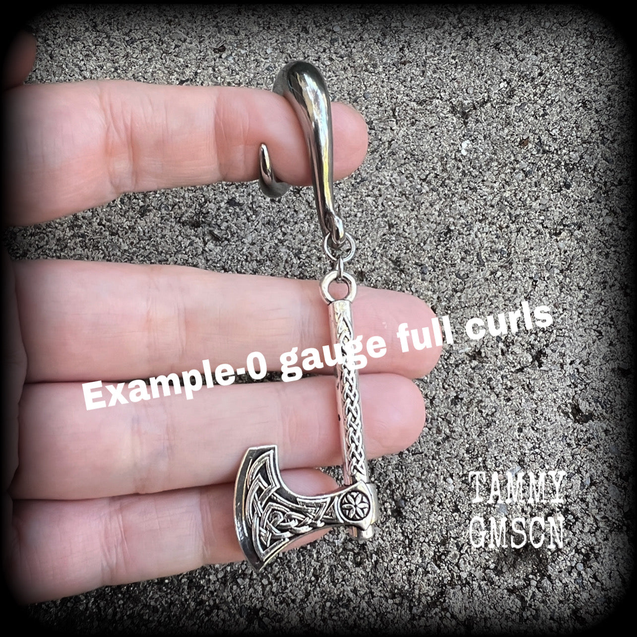 Single Viking axe gauged earring