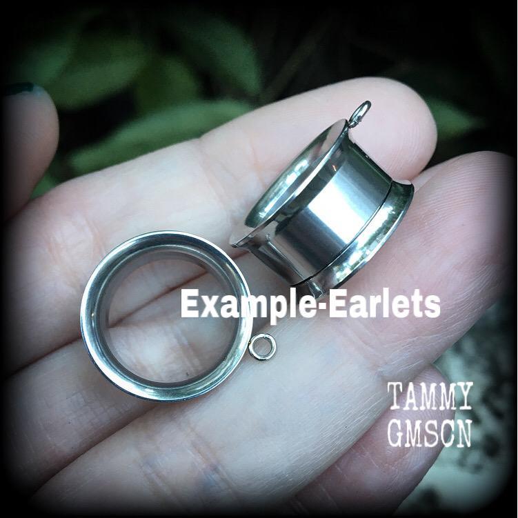 Antique silver key tunnel earrings