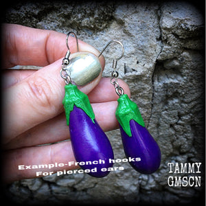 Emoji earrings-Eggplant earrings