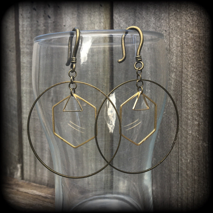 Geometric earrings-Hexagon circle triangle earrings