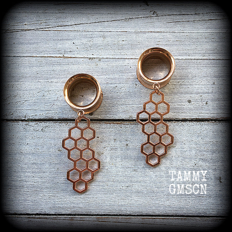 Honeycomb tunnels-Beehive earrings-Geometric earrings