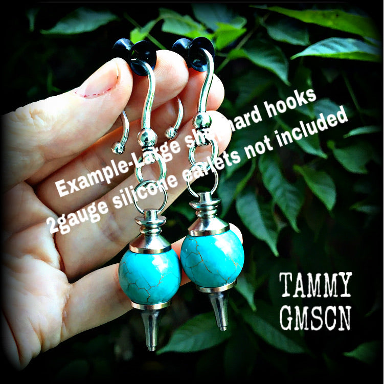 Turquoise earrings-Gemstone ear hangers