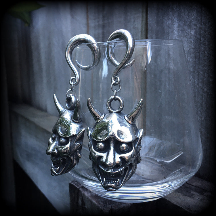 Hannya Mask gauged earrings