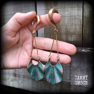 Sea hag gold tone ear weights-Sea witch earrings