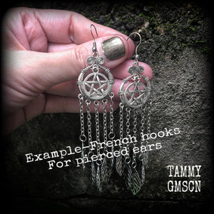 Leafy pentagram dangle earrings