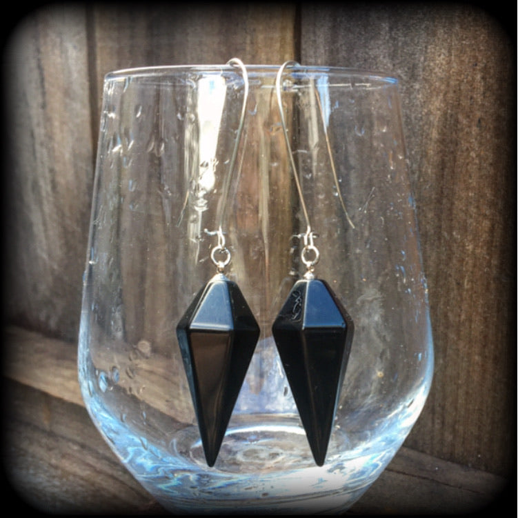 Black obsidian earrings-Gemstone earrings