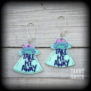 UFO earrings-Flying saucer earrings