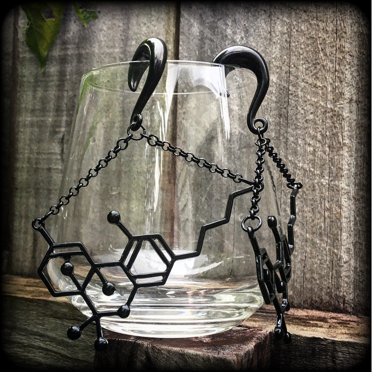 THC molecule gauged earrings