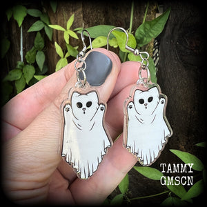 Ghost cat earrings-Halloween earrings