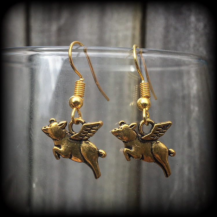 Pig earrings-Flying pig earrings