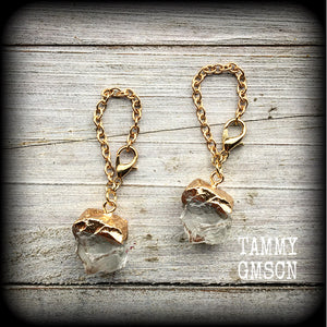 Faux clear quartz tunnel dangles