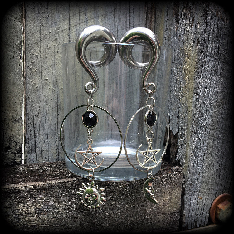 Sun and moon esoteric earrings
