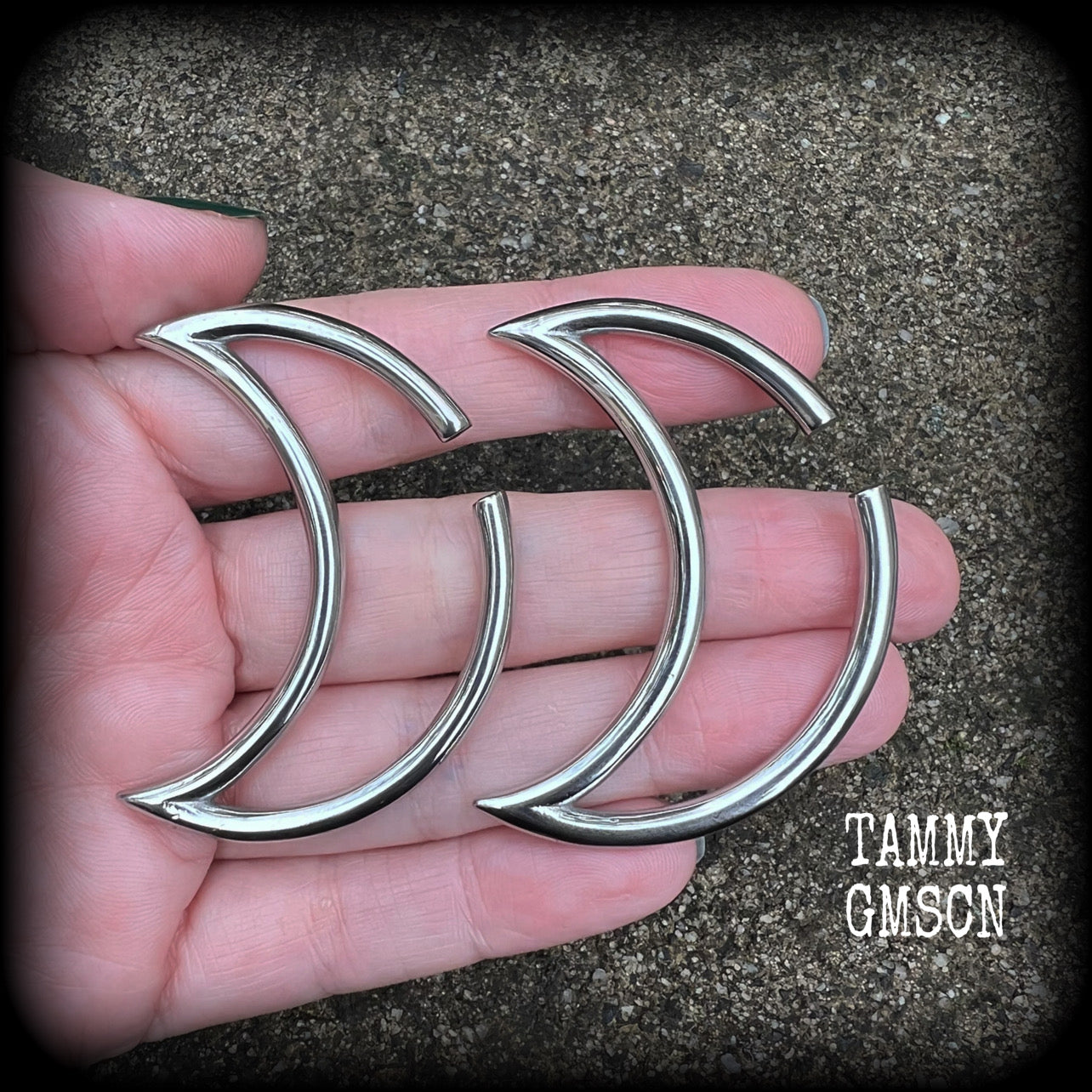 Crescent moon tunnel earrings-Ear hangers