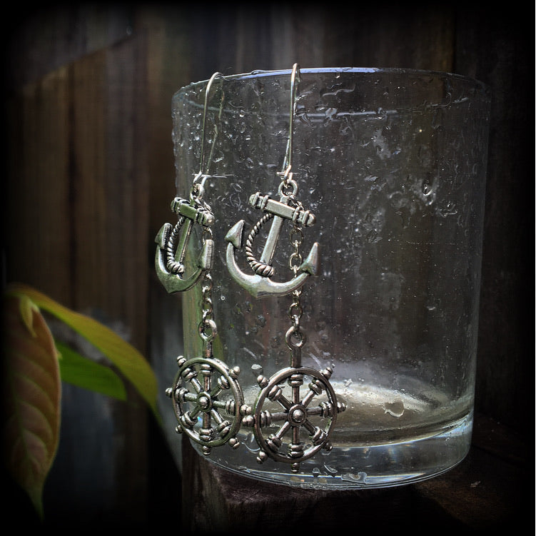 Anchor earrings-Nautical earrings