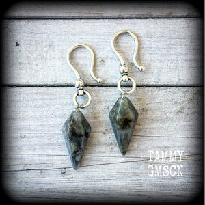 Labradorite earrings-Gemstone ear hangers