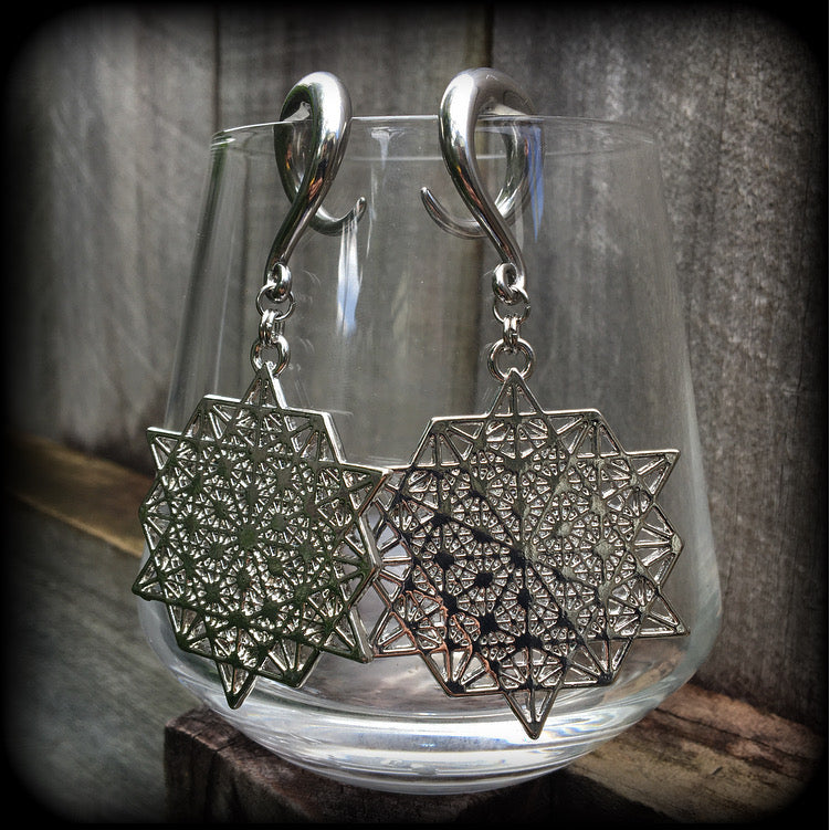 Metatrons cube gauged earrings