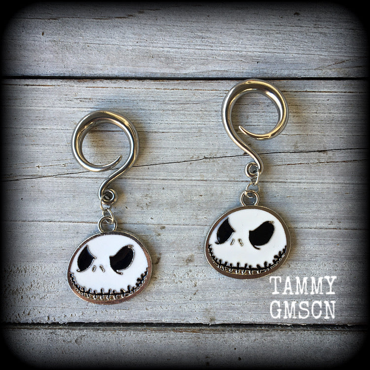 Jack Skellington gauged earrings-Halloween earrings