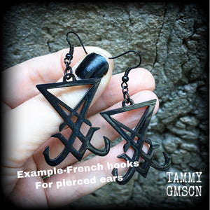 Sigil of Lucifer earrings-Occult jewelry