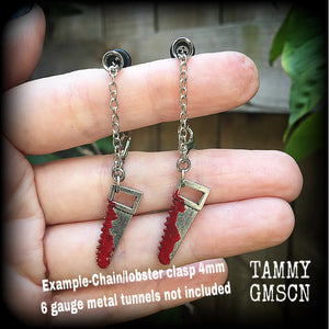 Bloodied bone saw earrings