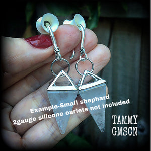 Clear quartz earrings-Gemstone ear hangers