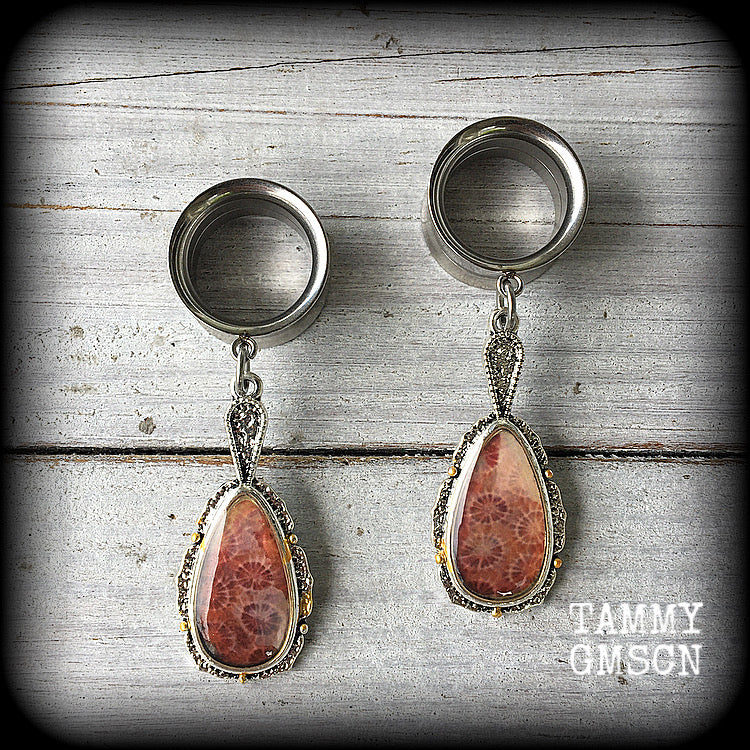 Faux coral tunnel dangles