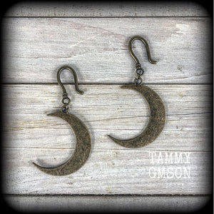 Bronze crescent moon earrings-Ear hangers