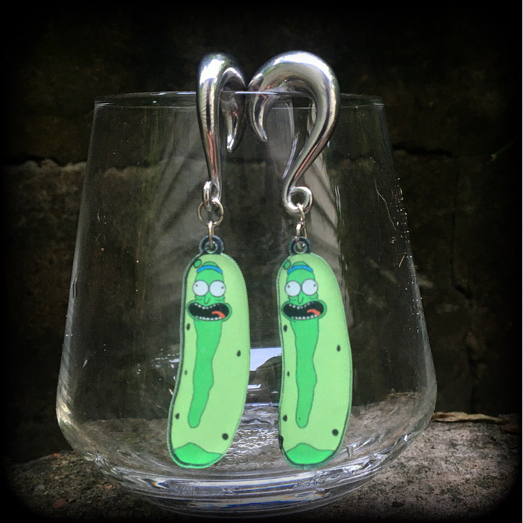 Pickle Rick earrings-Rick and Morty gauged earrings