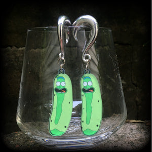 Pickle Rick earrings-Rick and Morty gauged earrings