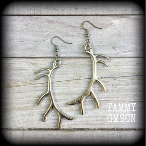 Antler Queen earrings-Horned goddess earrings