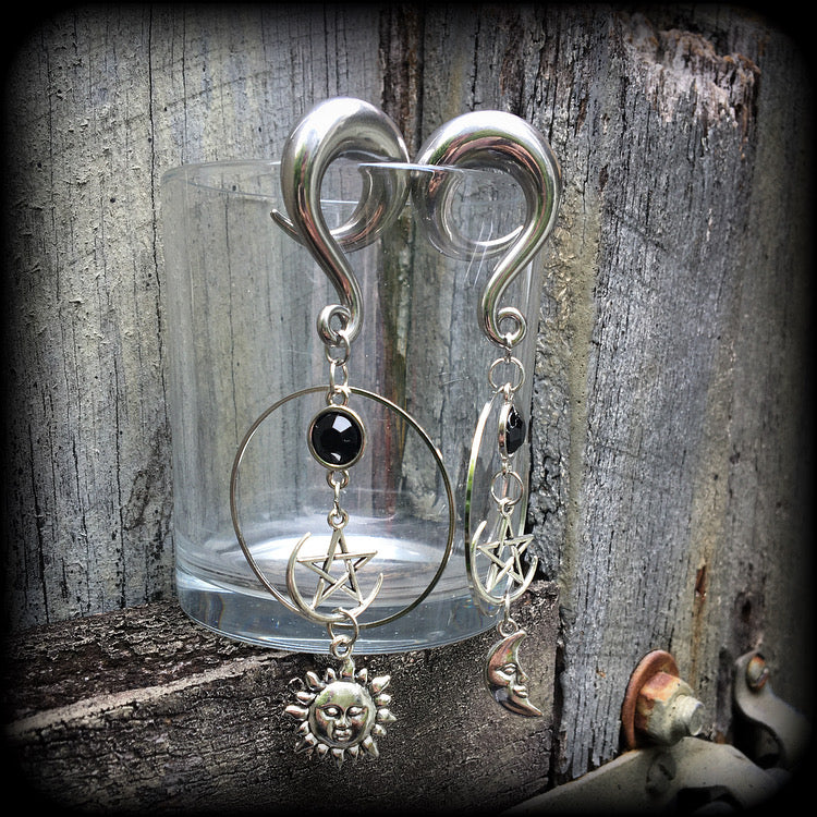 Sun and moon esoteric earrings