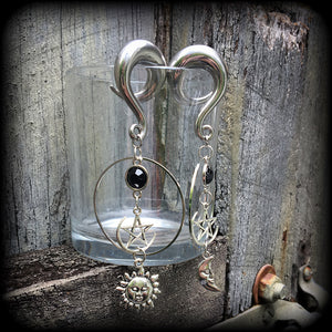 Sun and moon esoteric earrings