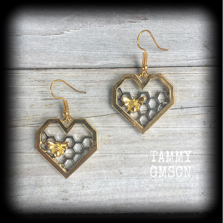 Beehive earrings-Hexagon earrings