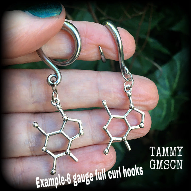 Chocolate molecule earrings-Theobromine gauged earrings