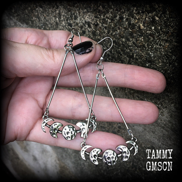 Moon phase earrings-Moon earrings