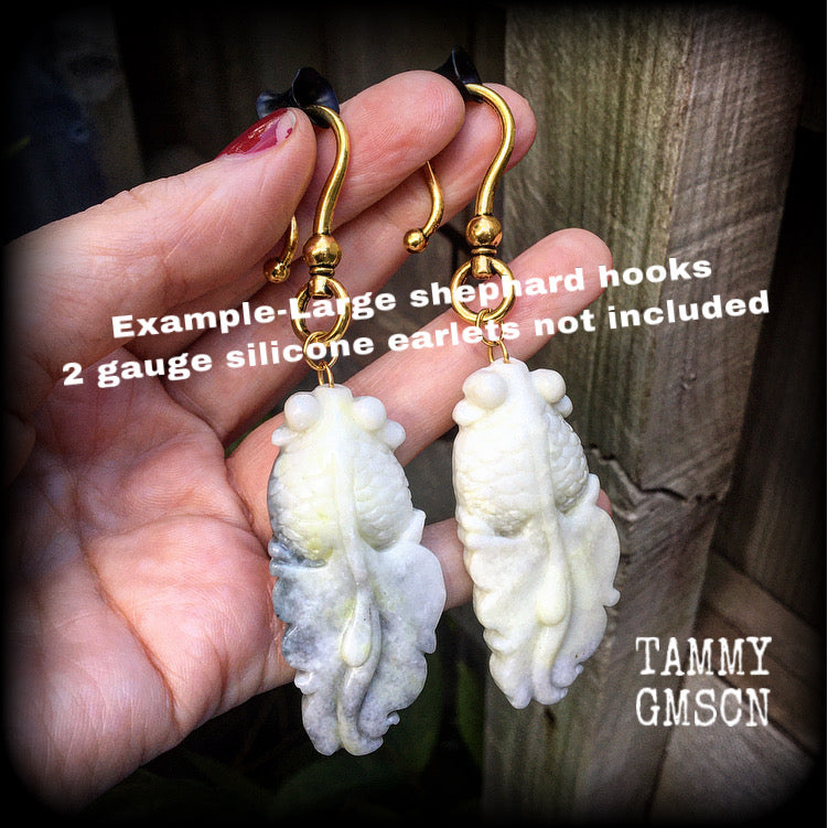 White jade koi fish ear hangers