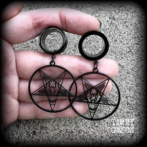 Baphomet tunnel earrings