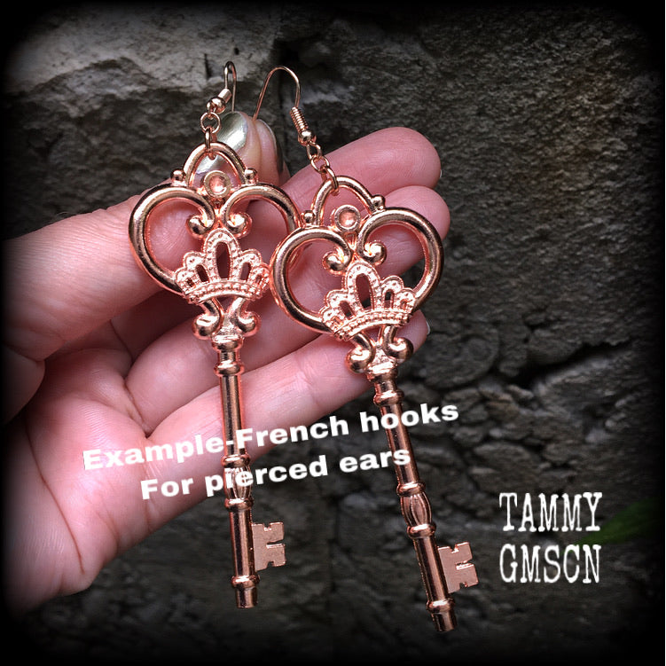 Antique key earrings