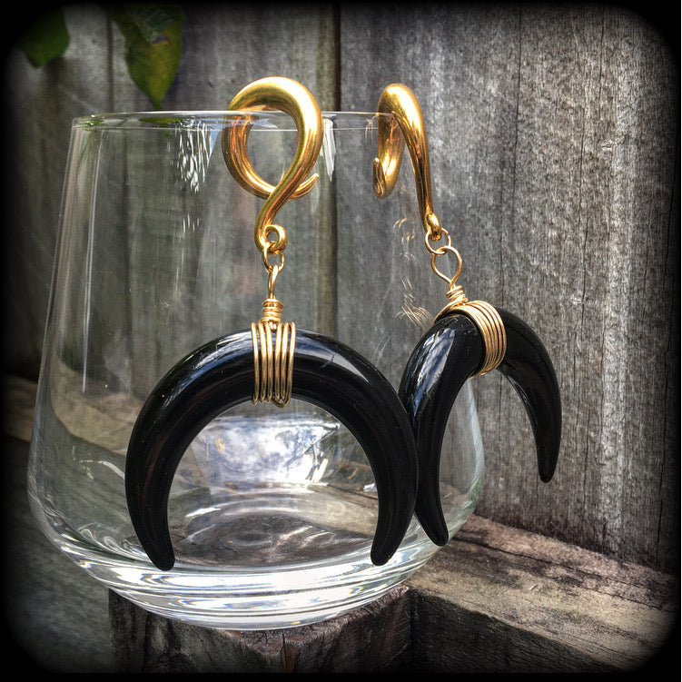 Artemis double horn gauged earrings