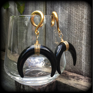 Artemis double horn gauged earrings