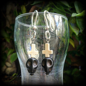 Baron Samedi black skull ear hangers