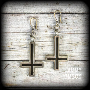 Inverted Cross earrings-Ear hangers