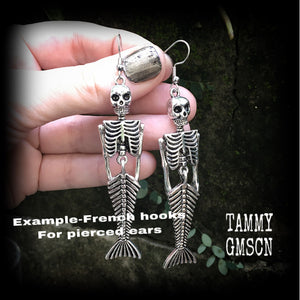 Mermaid skeleton earrings