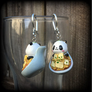 Panda bear earrings-Ramen earrings