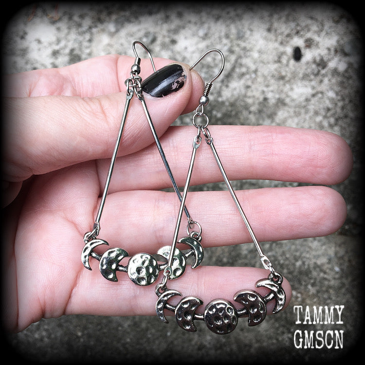 Moon phase earrings-Moon earrings